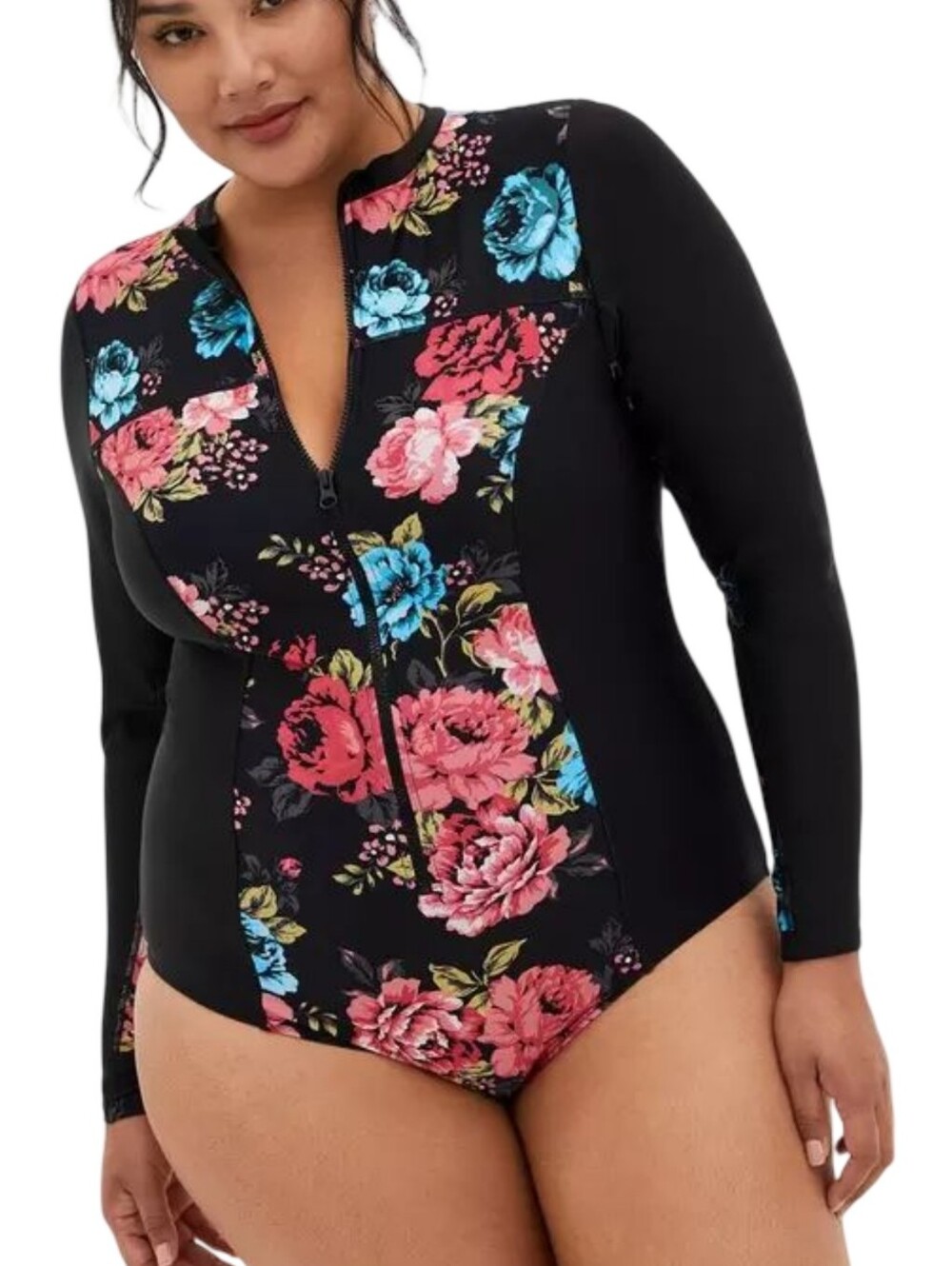 Torrid Active Wireless Long Sleeve Rashguard One Piece Swimsuit Plus Size 2 2X